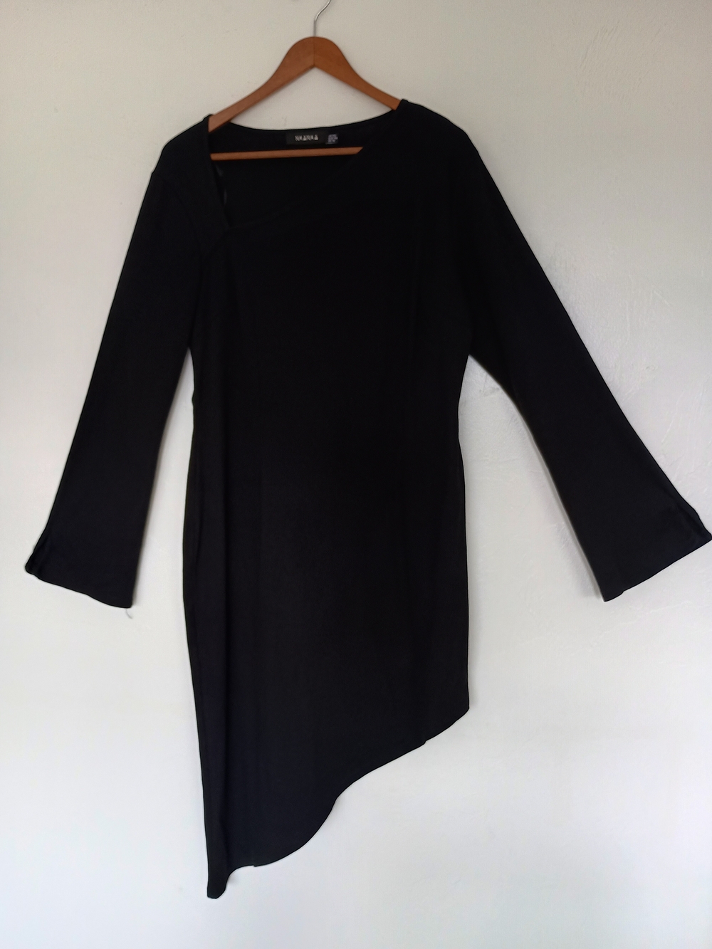 NaaNaa Black Asymmetrical Long-Sleeve Dress